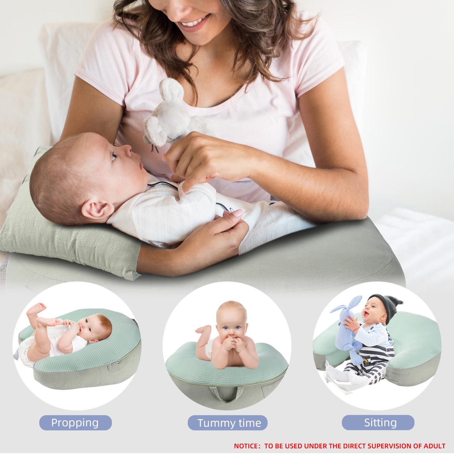 Pure Cotton Comfortable Breastfeeding Pillows with a Separate Cushion, Nursing Pillows with Removable Pillowcase