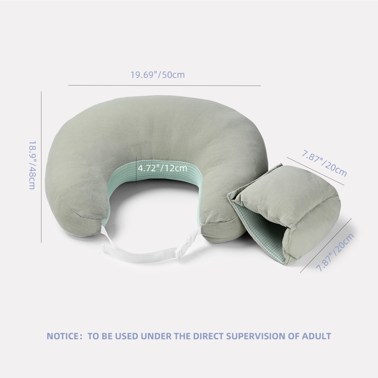 Pure Cotton Comfortable Breastfeeding Pillows with a Separate Cushion, Nursing Pillows with Removable Pillowcase