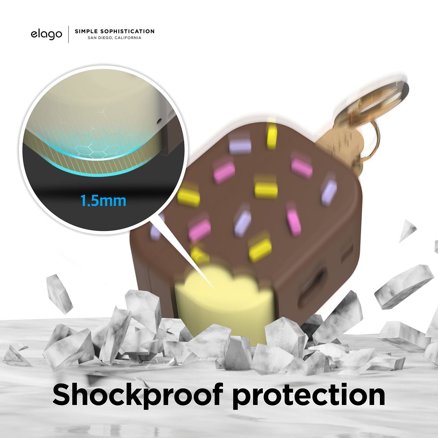 elago Ice Cream Case Compatible with AirPods Pro 2nd Generation Case, Carabiner Included, Supports Wireless Charging, Full Protection