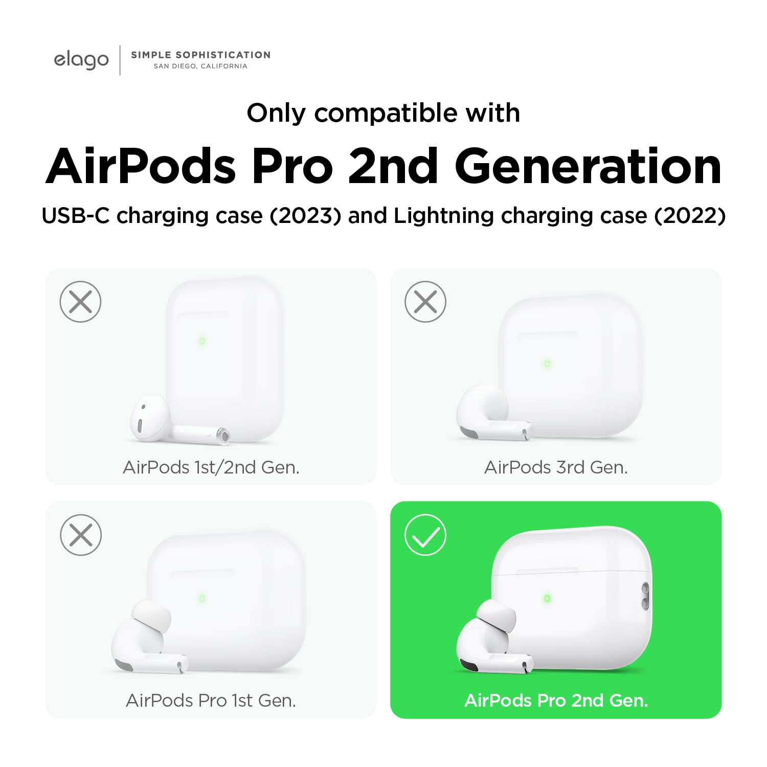 elago Ice Cream Case Compatible with AirPods Pro 2nd Generation Case, Carabiner Included, Supports Wireless Charging, Full Protection