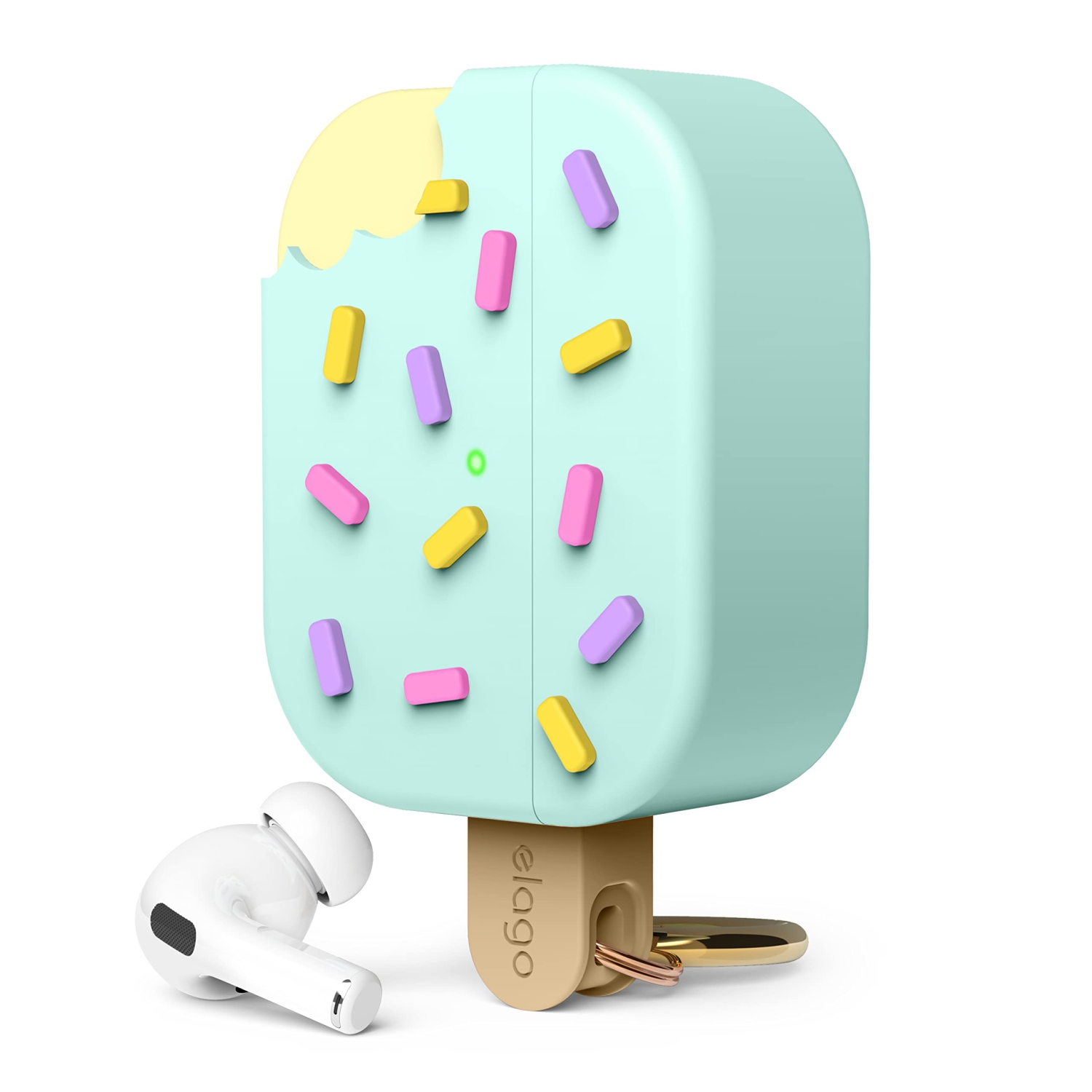 Étui à crème glacée Elago compatible avec les AirPods Pro 2ᵉ Generation, mousqueton inclus, prise en charge du chargement sans fil, protection