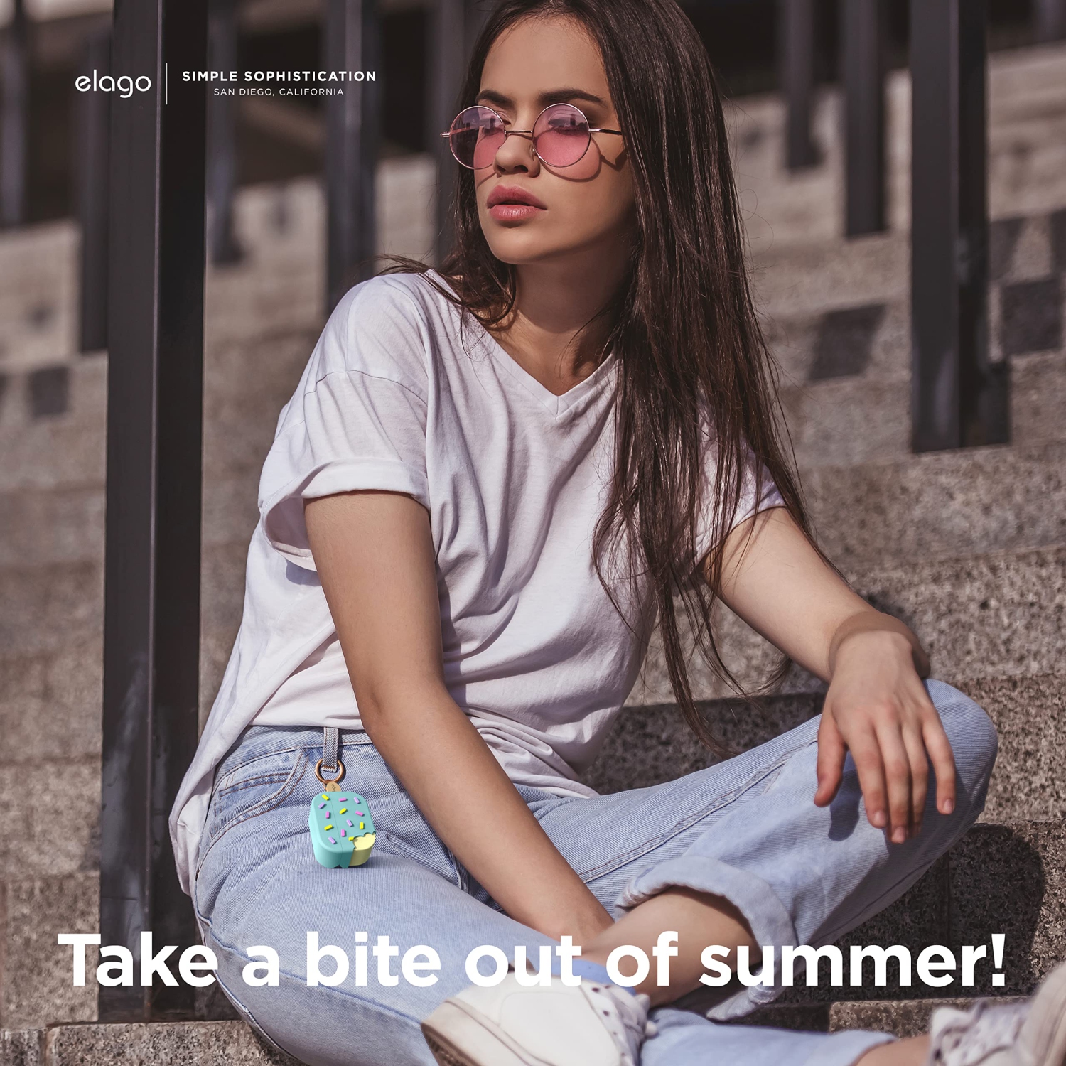 Étui à crème glacée Elago compatible avec les AirPods Pro 2ᵉ Generation, mousqueton inclus, prise en charge du chargement sans fil, protection