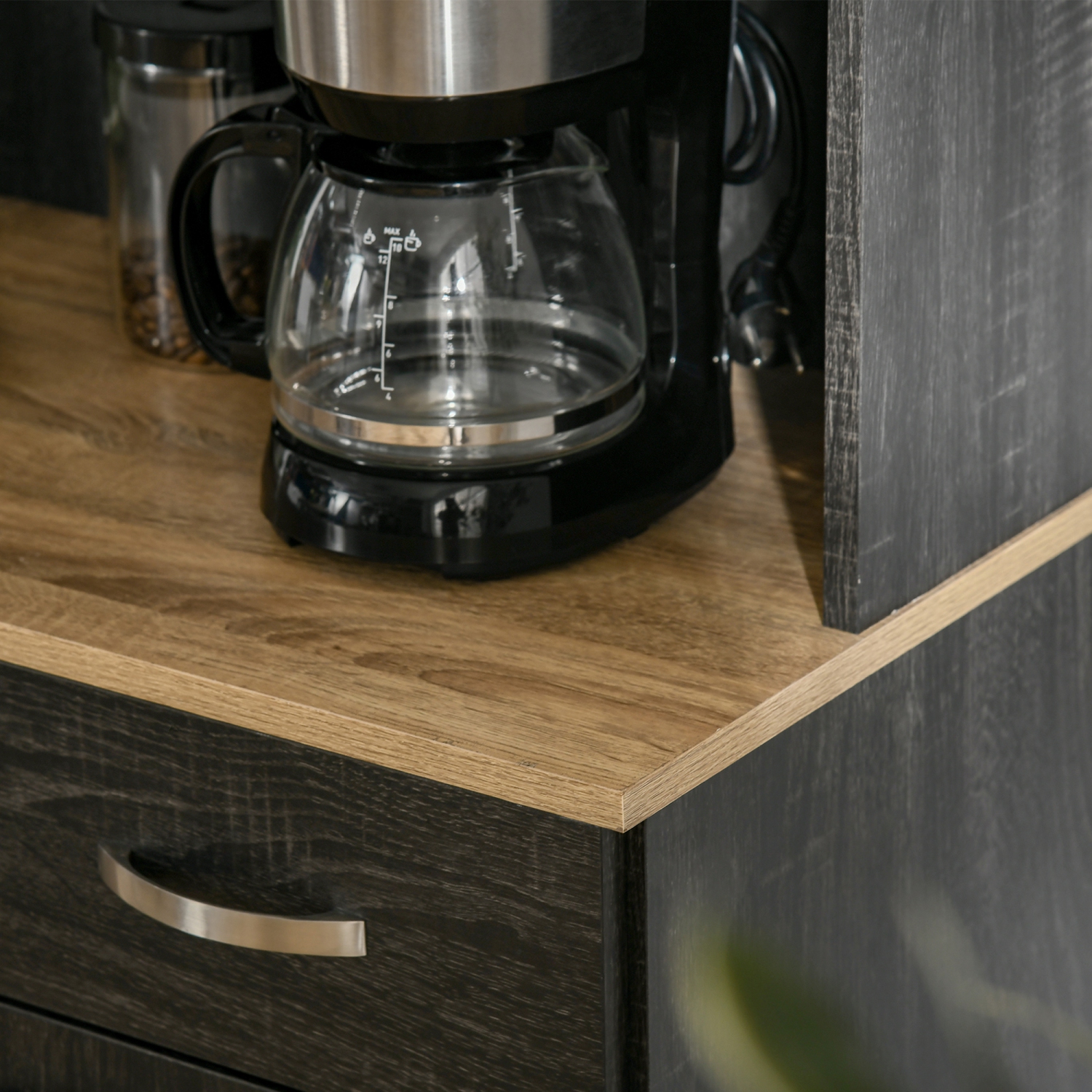 Armoire de cuisine de 71&nbsp;po avec étagère de HOMCOM, armoire garde-manger autonome avec support pour micro-ondes, bar à café avec portes,