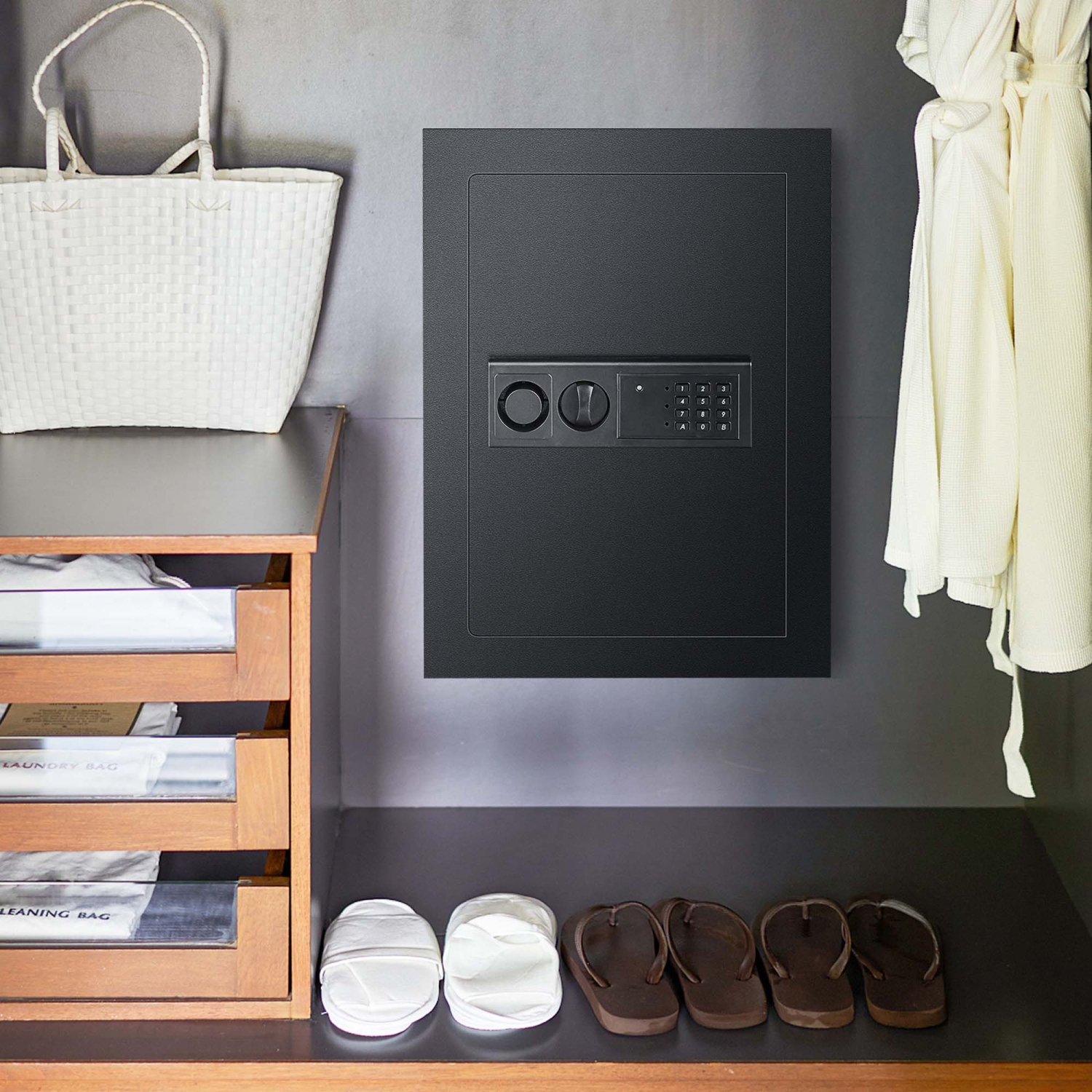 Costway 0.8CF Digital Flat Recessed Wall Safe Home Security Lock Gun Cash Box Locking