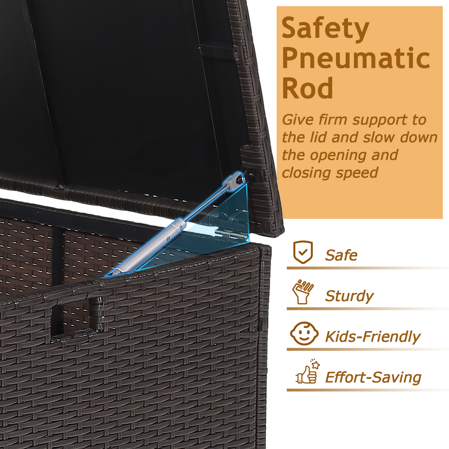 Costway 72 Gallon Patio Rattan Wicker Storage Deck Box Container with Liner Garden