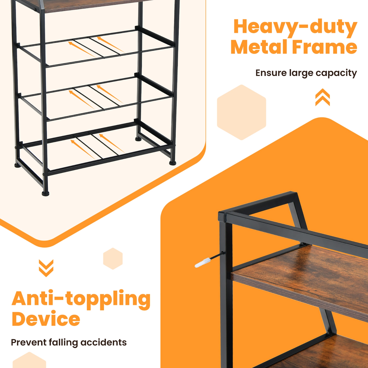 Costway 4-Drawer Dresser Organizer Closet Storage Cabinet with Shelves & Foldable Drawers