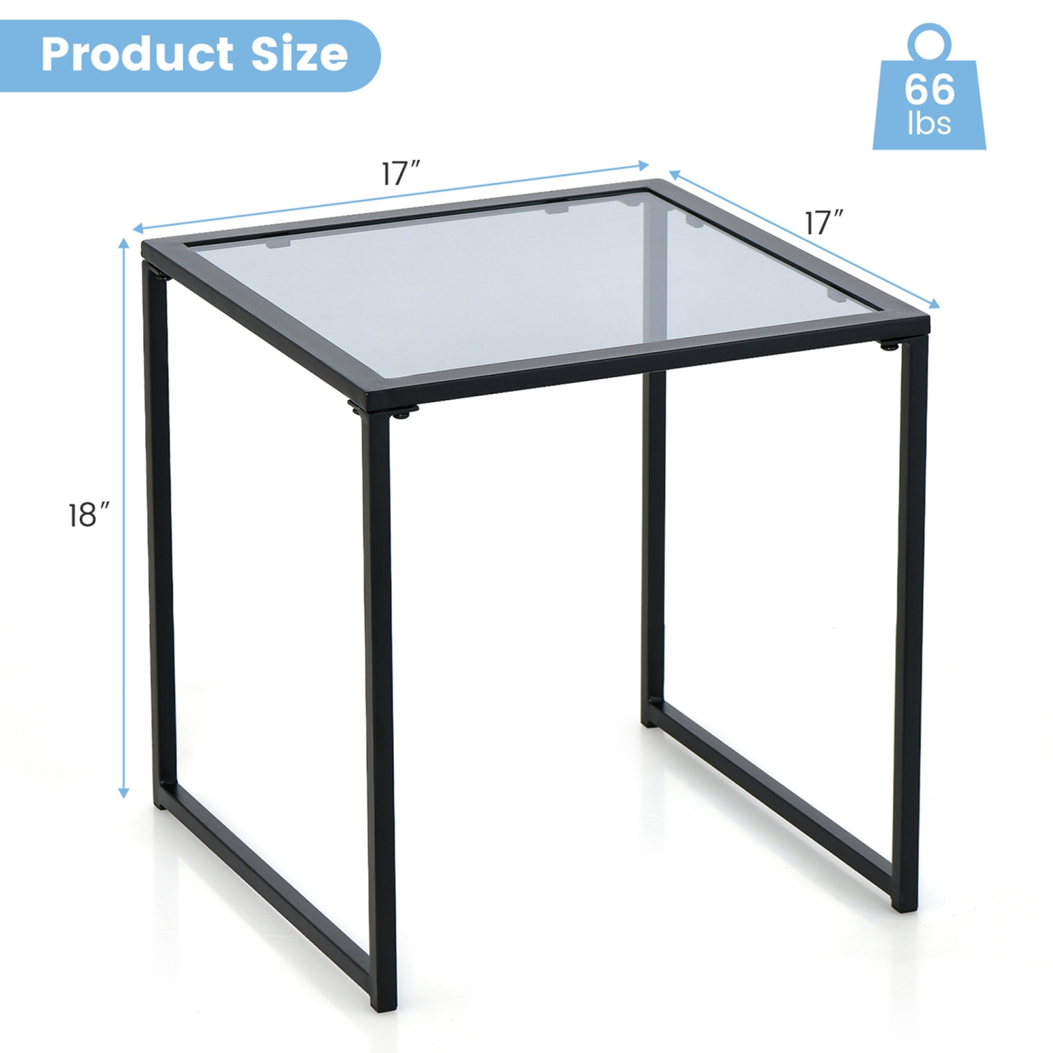 Table basse d'extérieur en verre trempé de 17 po de Costway pour patio