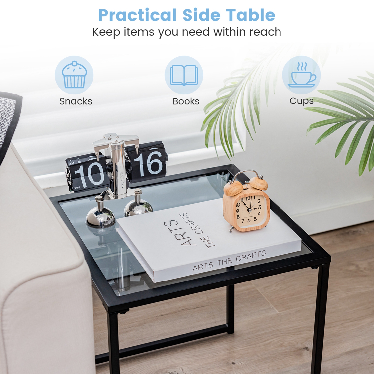 Table basse d'extérieur en verre trempé de 17 po de Costway pour patio