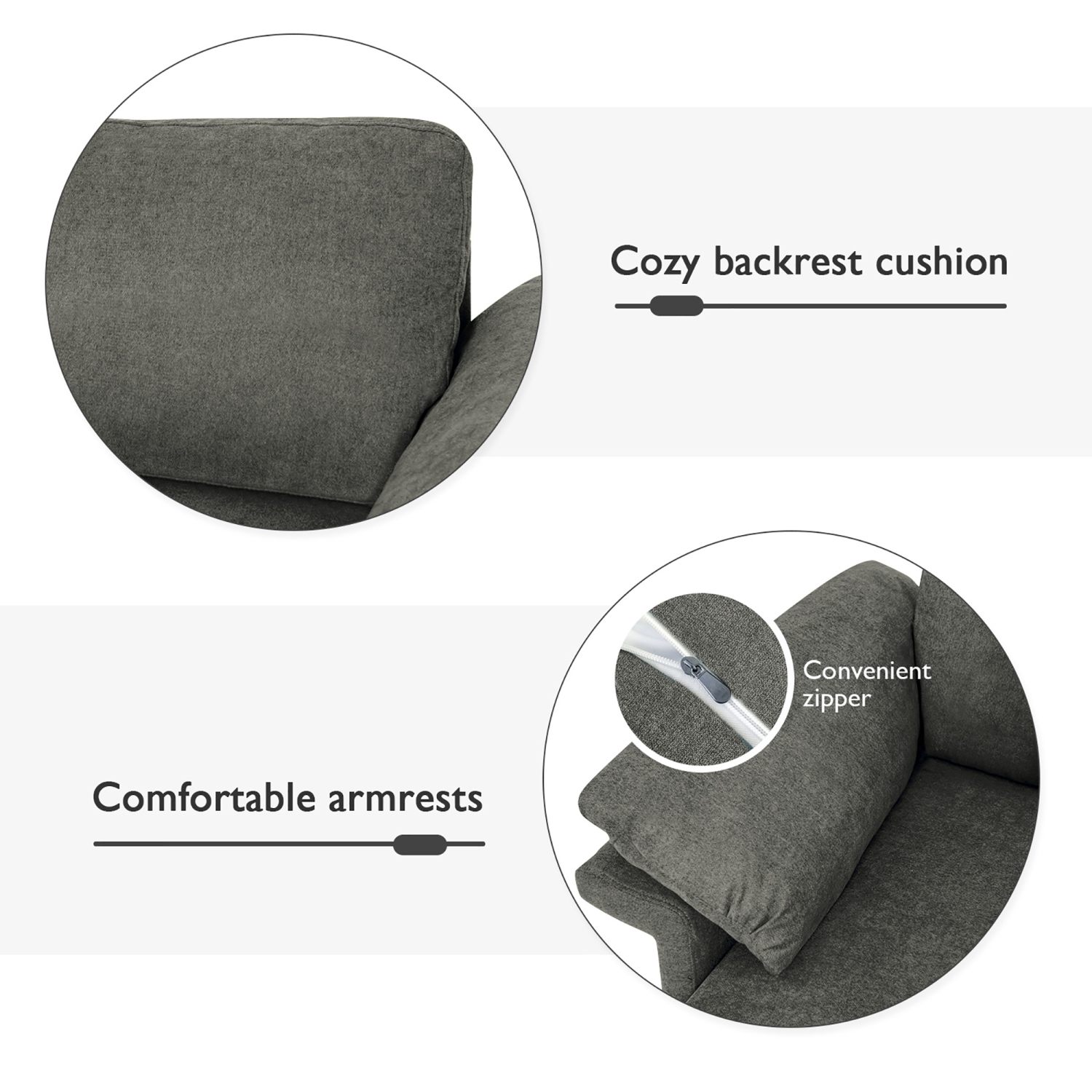 Costway Modern Linen Fabric Accent Armchair Upholstered Single Sofa w/ Metal Legs Grey