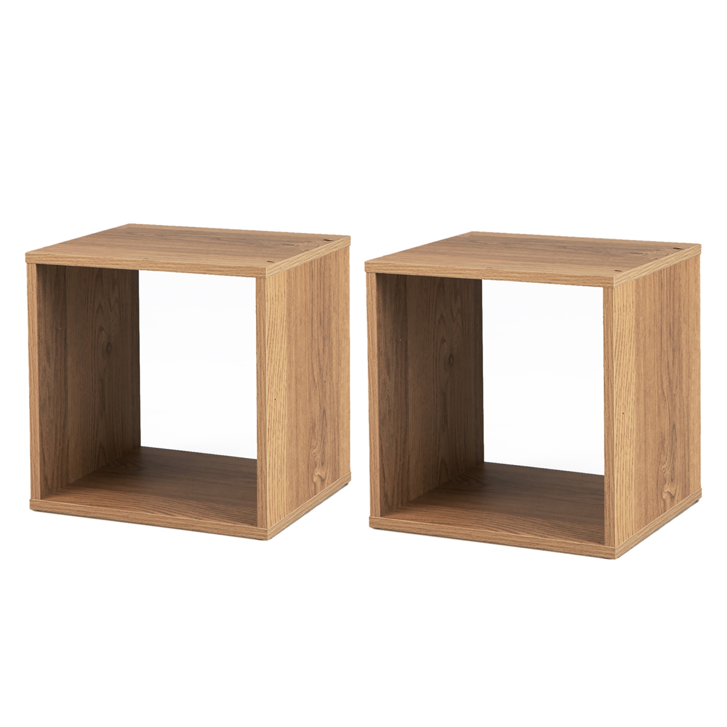 Meuble de rangement compact à 2 niveaux en vinyle empilable en bois 2 PCS de Costway