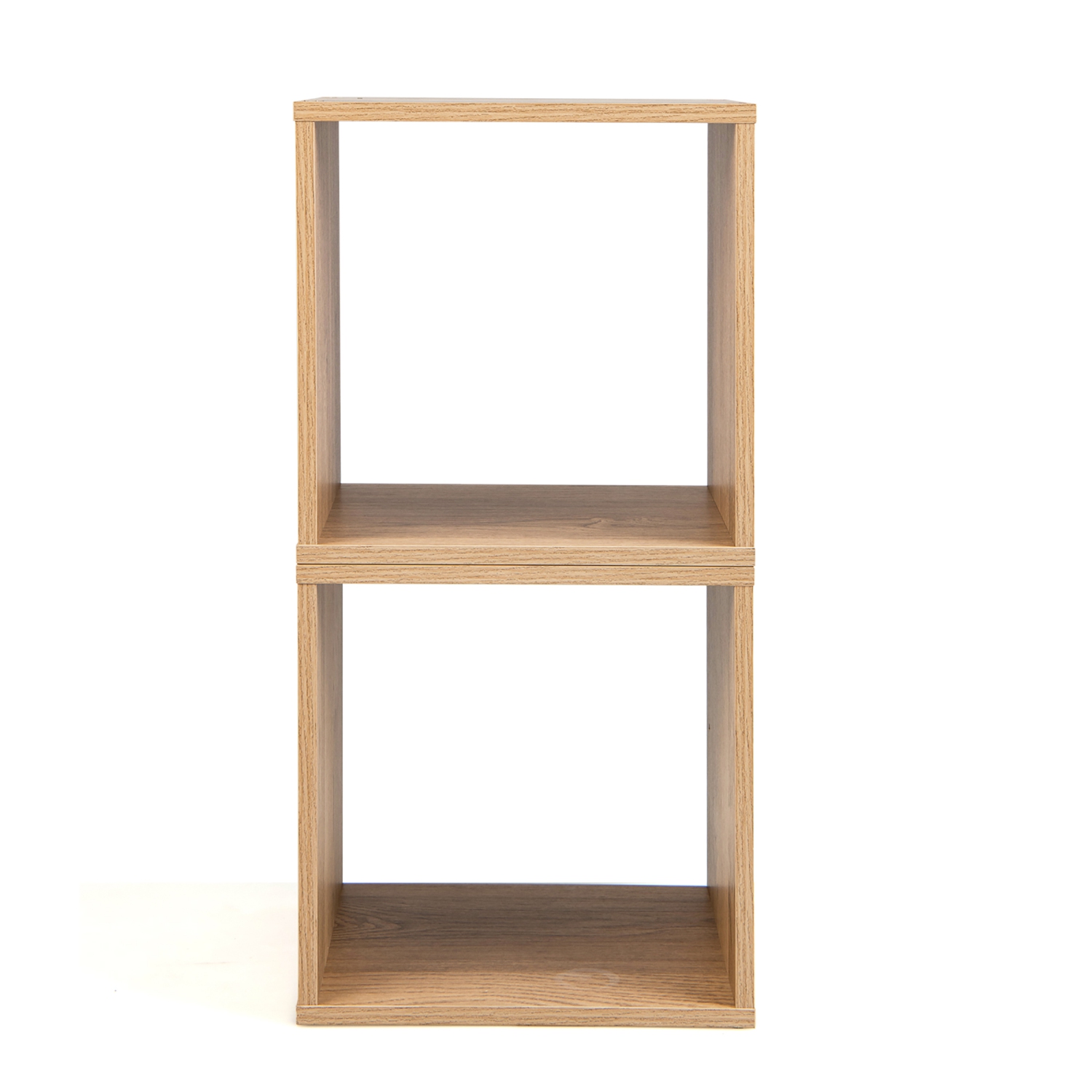 Meuble de rangement compact à 2 niveaux en vinyle empilable en bois 2 PCS de Costway