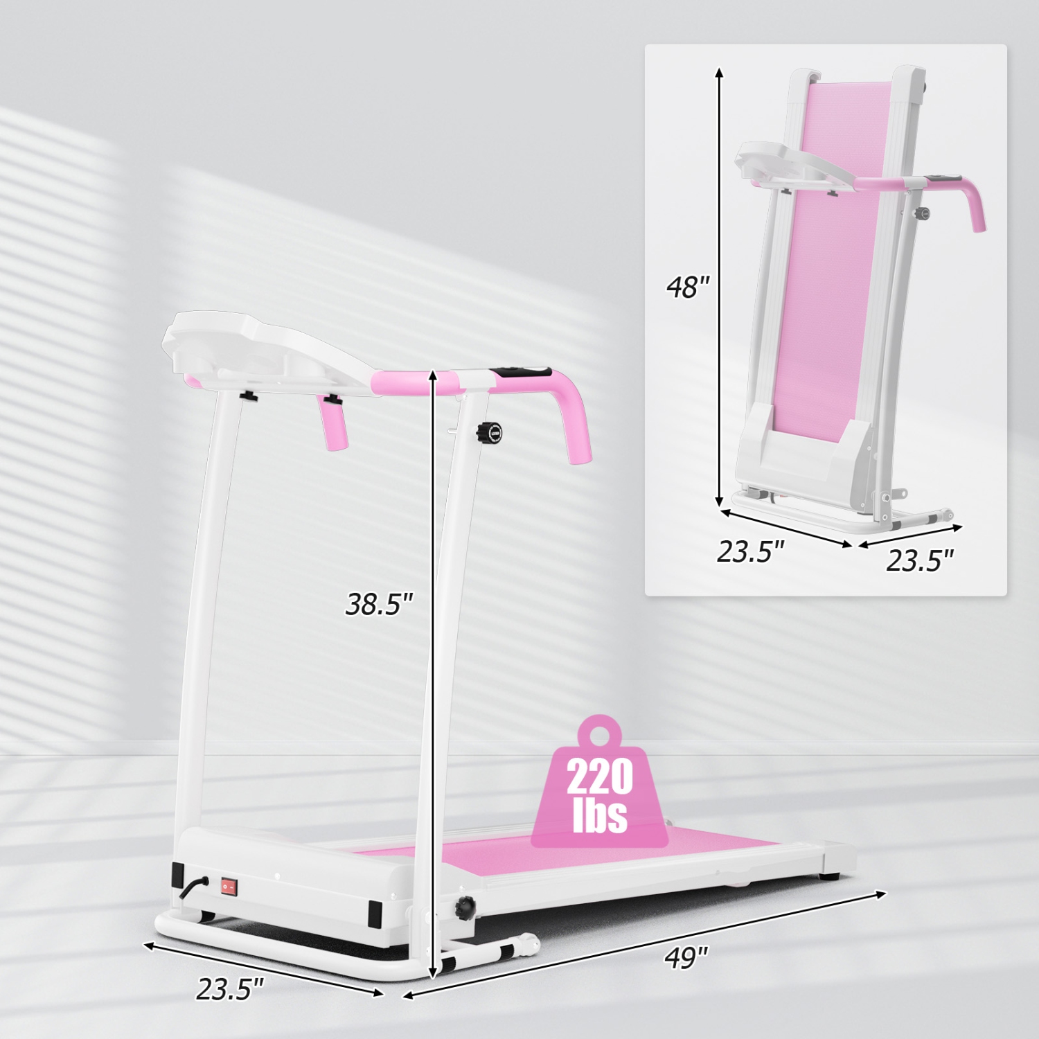 Tapis roulant repliable motorisé 2 HP de Costway 12 préréglages et écran ACL noir/blanc