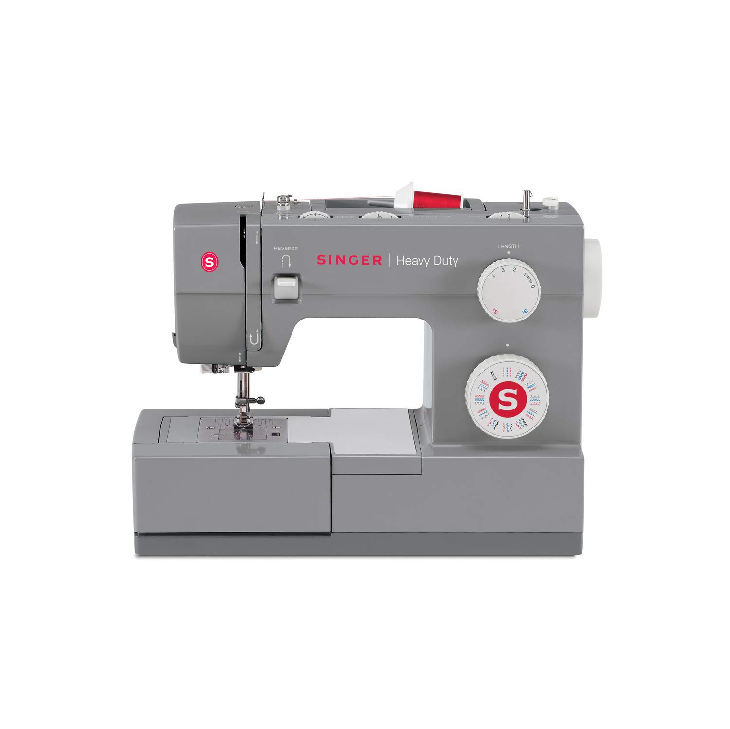 Singer 4432 Heavy Duty Extra-High Speed 32-Stitch Sewing Machine with Metal Frame and Stainless Steel Bedplate,Grey, Large