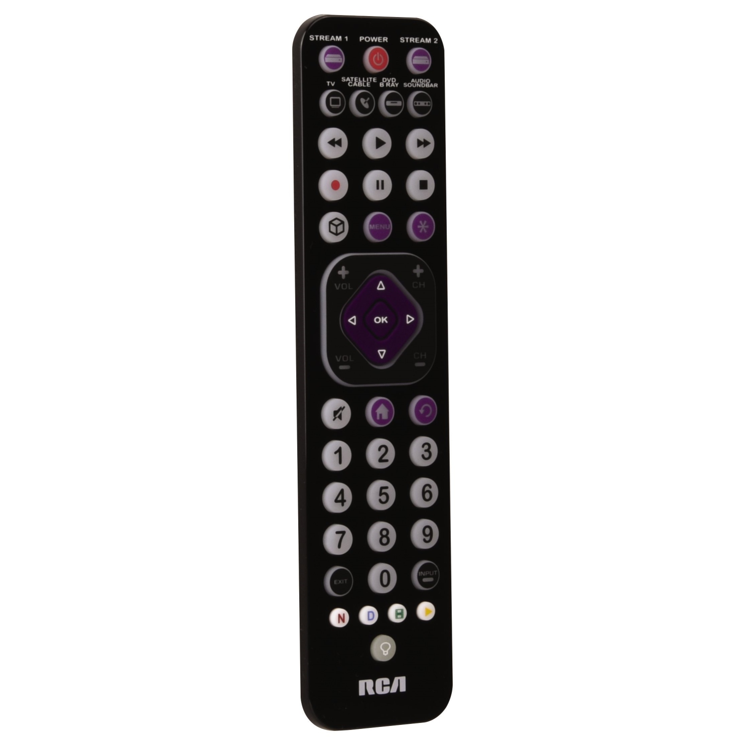RCA 6-Device Rechargeable Ultra-Thin Streaming Universal Remote Control - Black