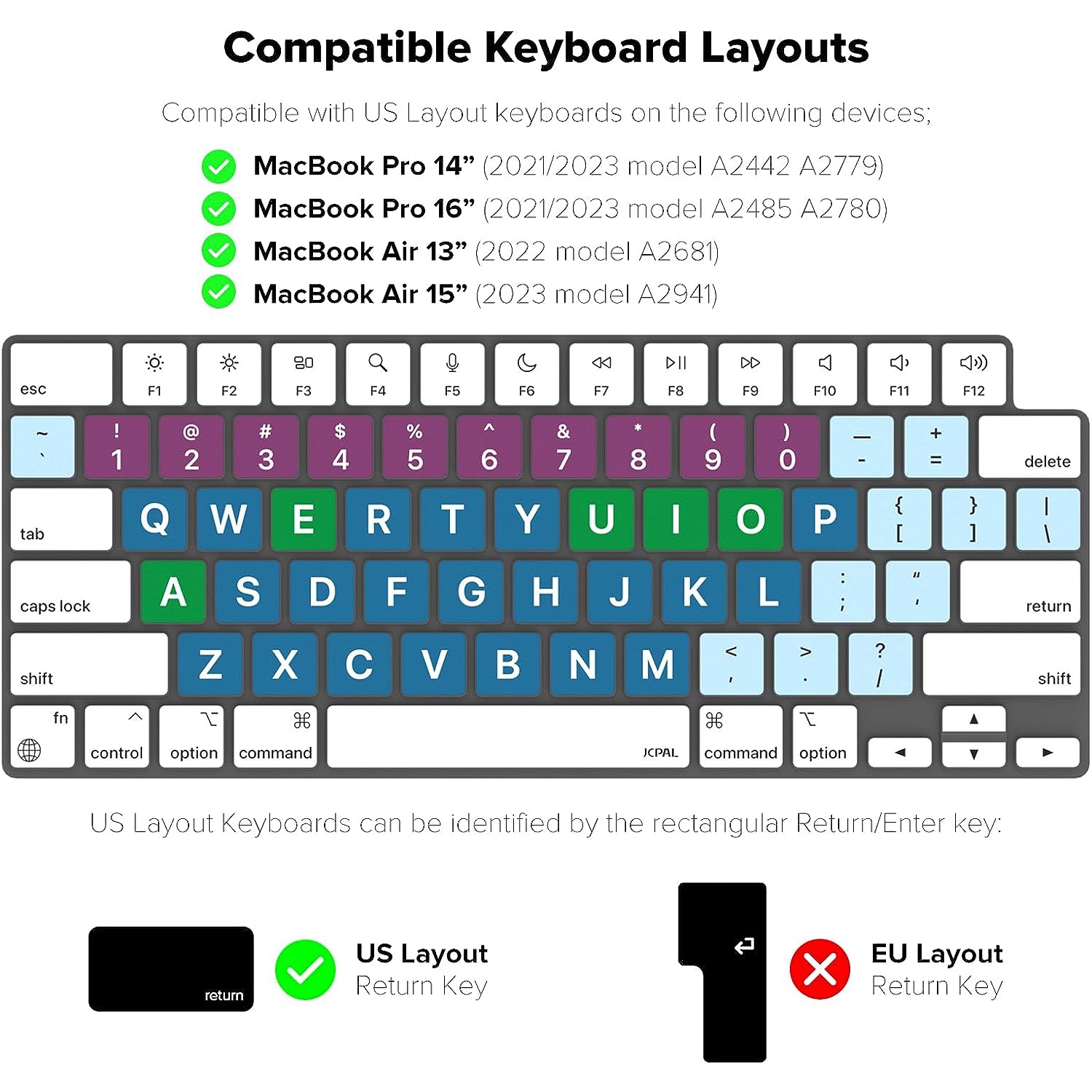 JCPal VerSkin Inclusive Keyboard Protector for MBP14_MBP16 2023(M3/M2)/2021 MBA13 2022/MBA15 2023