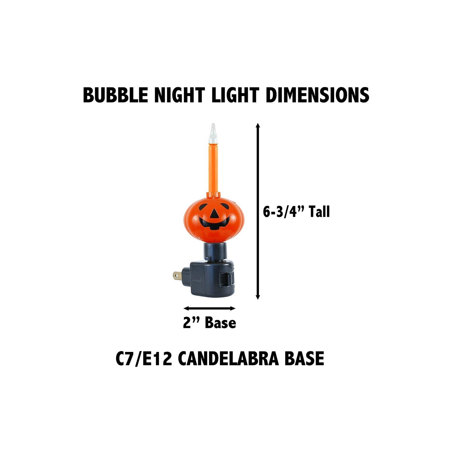 Novelty Lights Pumpkin Bubble Lights, Orange Liquid with Jack-O-Lantern Base, Halloween Bulbs with Flowing Liquid, 5 Watts Each, C7/E12 Base