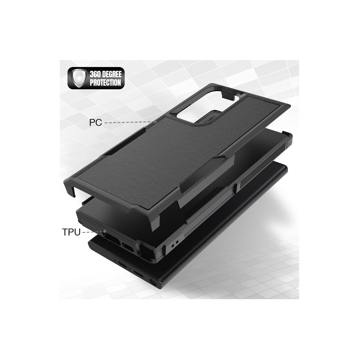 XCRS Dual Layered Comm PC + TPU Cover, Heavy Duty, Tuff, Drop Tested Protection Case for Samsung Galaxy S23 Ultra 5G 2023