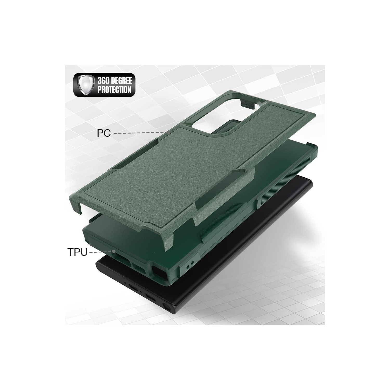 XCRS Dual Layered Comm PC + TPU Cover, Heavy Duty, Tuff, Drop Tested Protection Case for Samsung Galaxy S23 Ultra 5G 2023