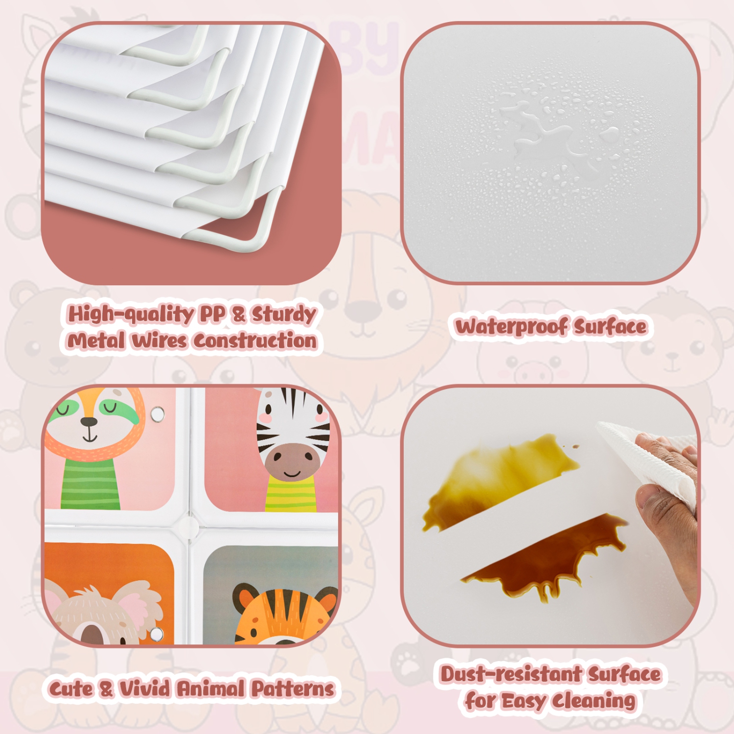 Costway 12-Cube Kids Wardrobe Baby Dresser Bedroom Armoire Clothes Hanging Closet with Door