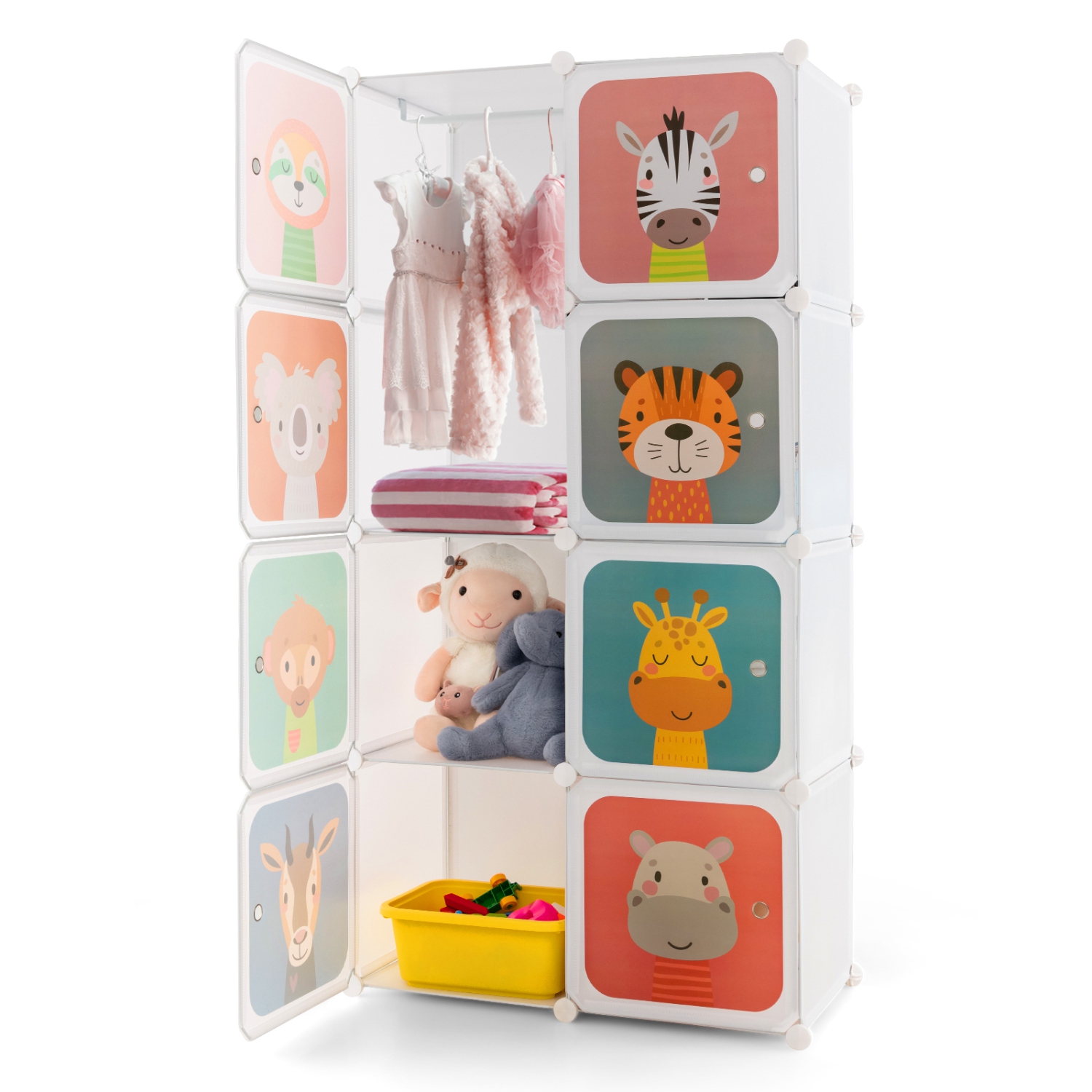 Armoire pour chambre d'enfant à 8 cubes avec armoire pour chambre de bébé de Costway garde-robe suspendu avec portes