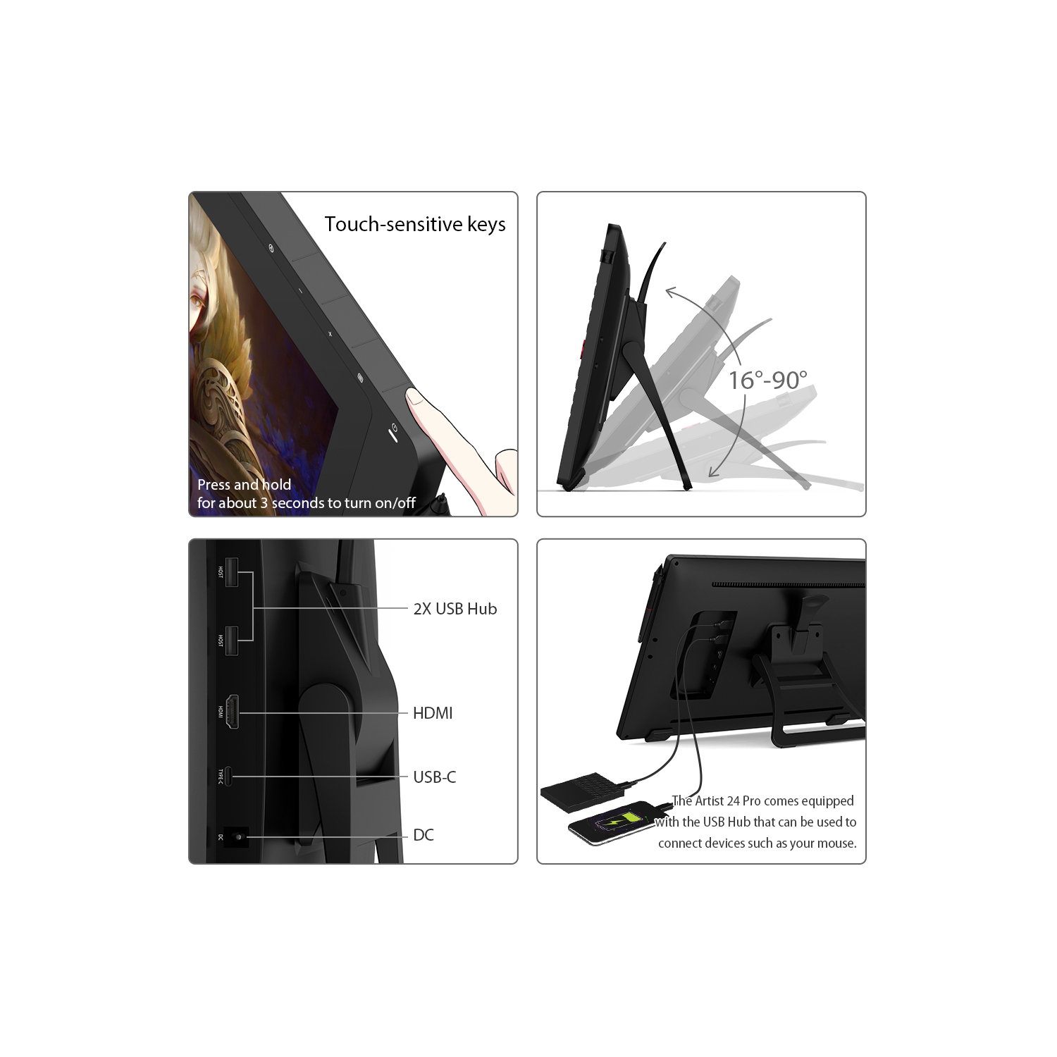 XPPen 23.8'' 2K QHD High Accuracy Pen Drawing Display with 2 Battery-free Stylus & 2 dial wheels and 20 Shortcut Keys