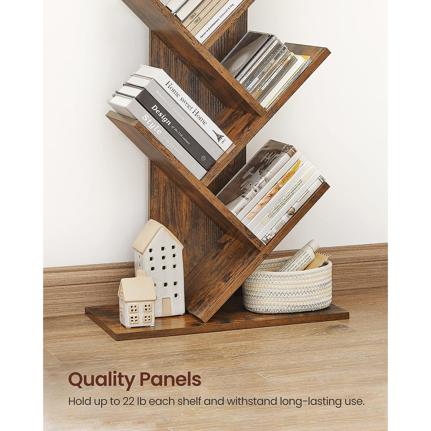 HOMEFORT 9-Shelf Wood Bookshelf Holds Up to 5kgs Per Shelf)