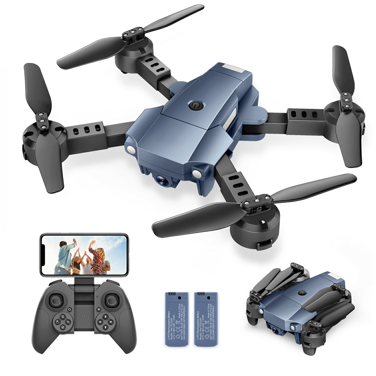Vantop - Snaptain A10 Mini Foldable Drone with 1080P HD Camera FPV Wi-Fi RC Quadcopter, Voice Control, Gesture Control, High-Speed Rotation, 3D Flips