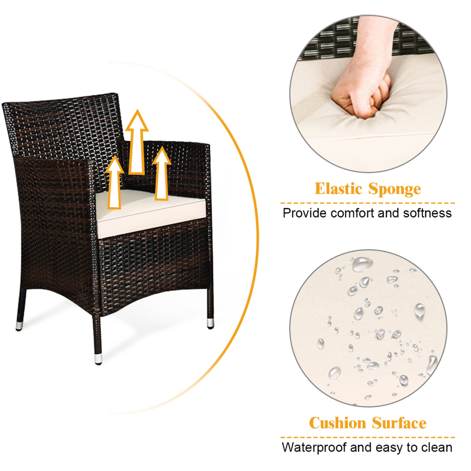 Ensemble de meubles de patio en rotin 4PCS de Costway avec divan rembourré et table basse