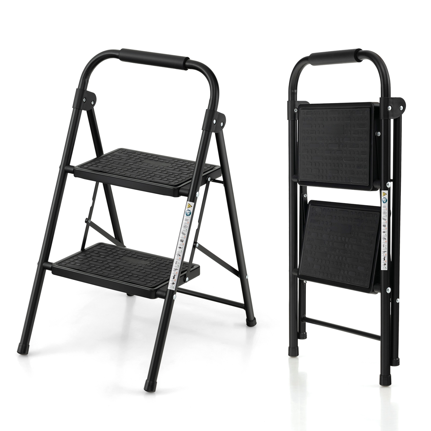 Costway 2 Step Ladder Folding Step Stool 330lbs Capacity with Anti-Slip Pedal & Handle