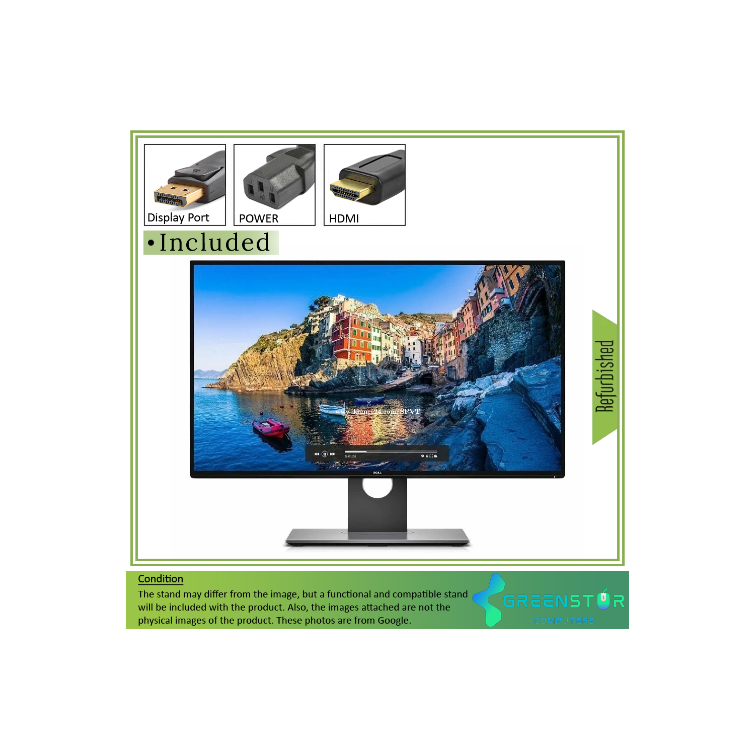 Refurbished(Good) - Dell Ultrasharp U2417H 24" Widescreen 1920X1080 FHD LED Backlight IPS Infinity Edge Monitor