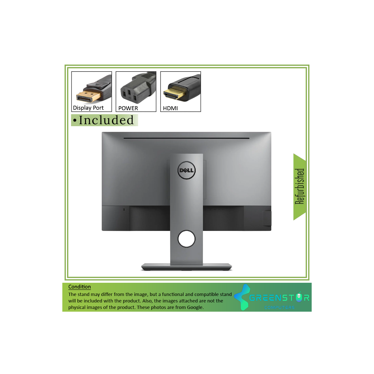 Refurbished(Good) - Dell Ultrasharp U2417H 24" Widescreen 1920X1080 FHD LED Backlight IPS Infinity Edge Monitor