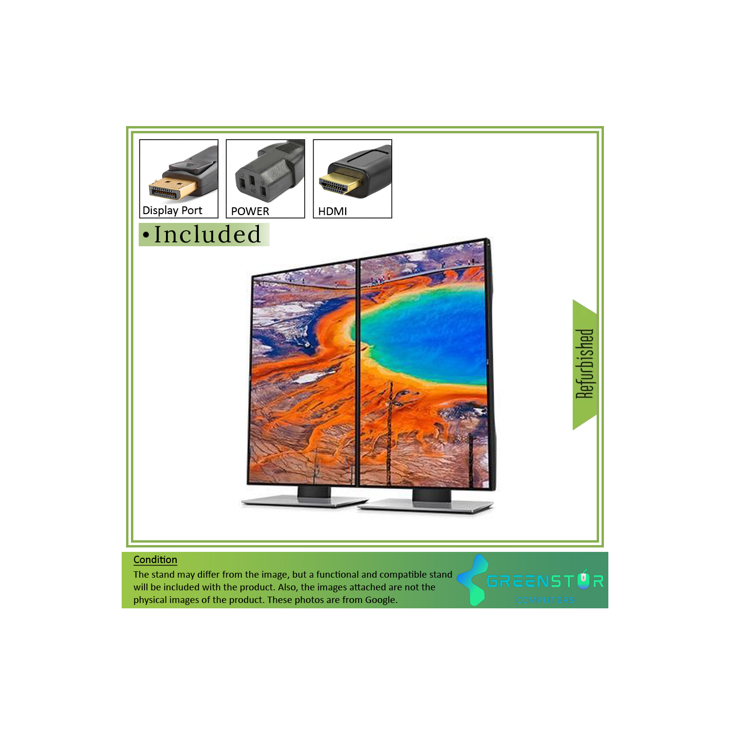 Refurbished(Good) - Dell Ultrasharp U2417H 24" Widescreen 1920X1080 FHD LED Backlight IPS Infinity Edge Monitor