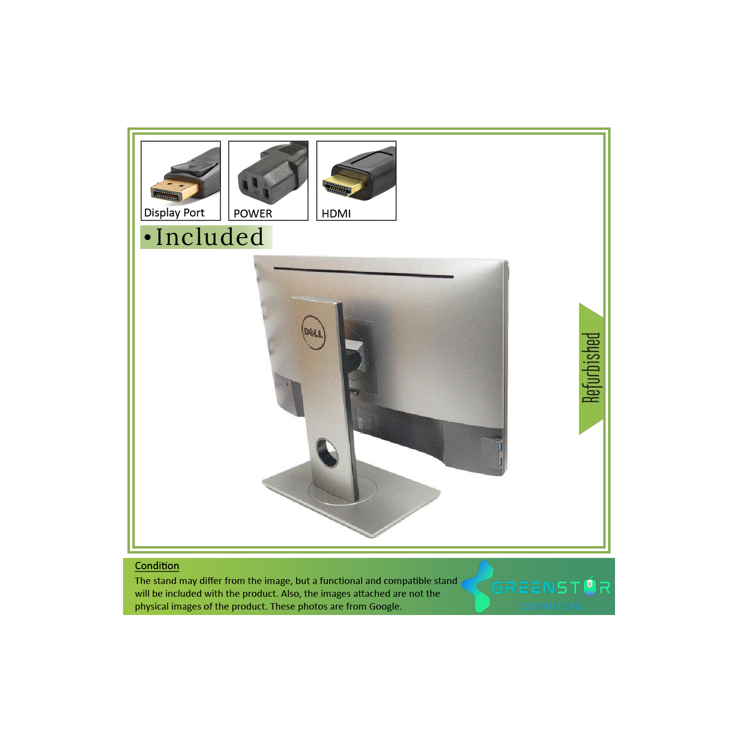 Refurbished(Good) - Dell Ultrasharp U2417H 24" Widescreen 1920X1080 FHD LED Backlight IPS Infinity Edge Monitor