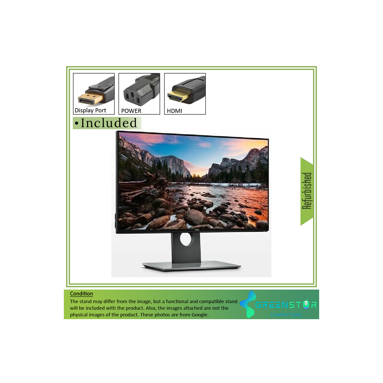 Refurbished(Good) - Dell Ultrasharp U2417H 24" Widescreen 1920X1080 FHD LED Backlight IPS Infinity Edge Monitor