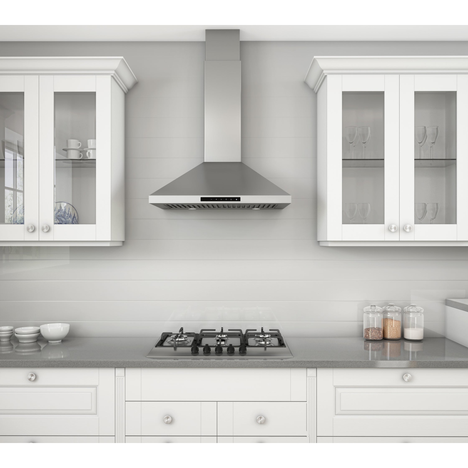 Ancona 30" Wall Mount Pyramid Range Hood with Night Light Feature