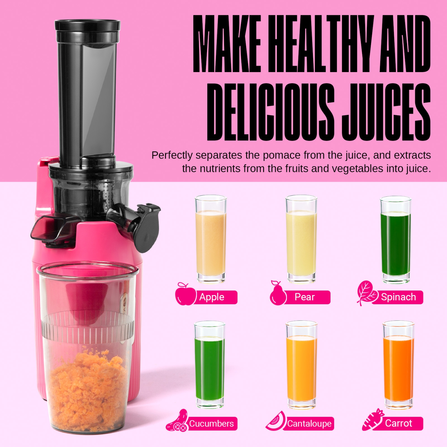 Centrifugeuse Ginnie de Ventray Essential, compact et lent, riche en nutriments, meilleur cadeau pour la famille