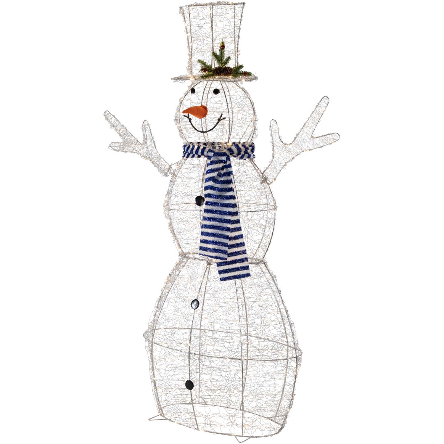 Bonhomme de neige en filet argenté illuminé à DEL de 48 po décoration de Noël d'extérieur