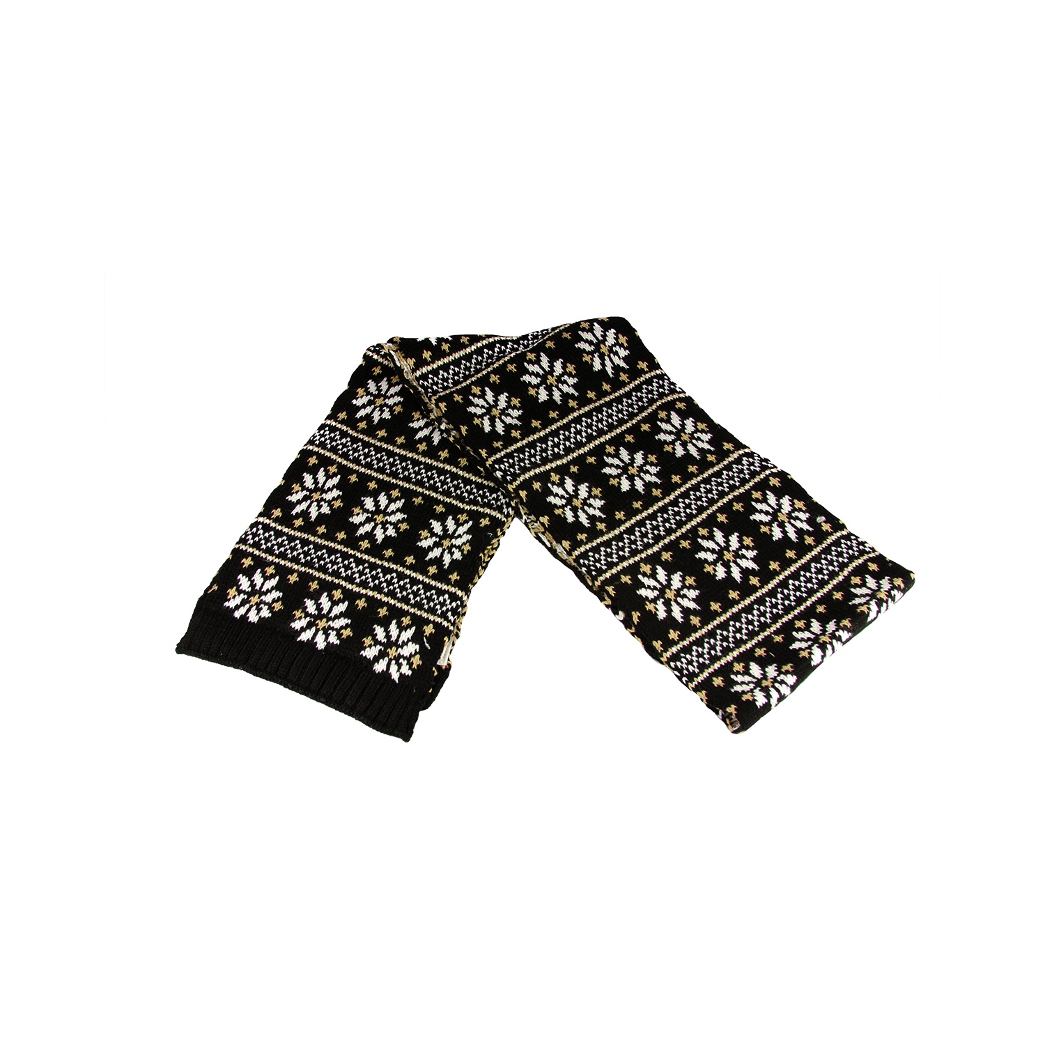 60" Unisex Black Jacquard Knit Winter Scarf