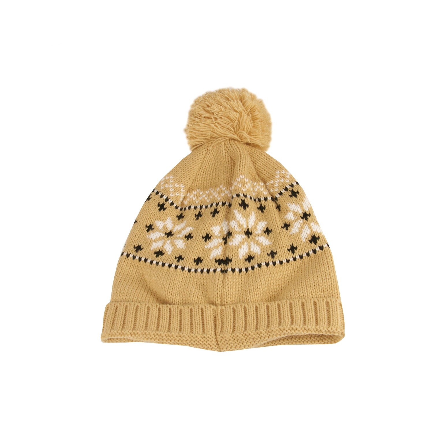 Bonnet d'hiver en tricot jacquard kaki pâle unisexe - taille unique