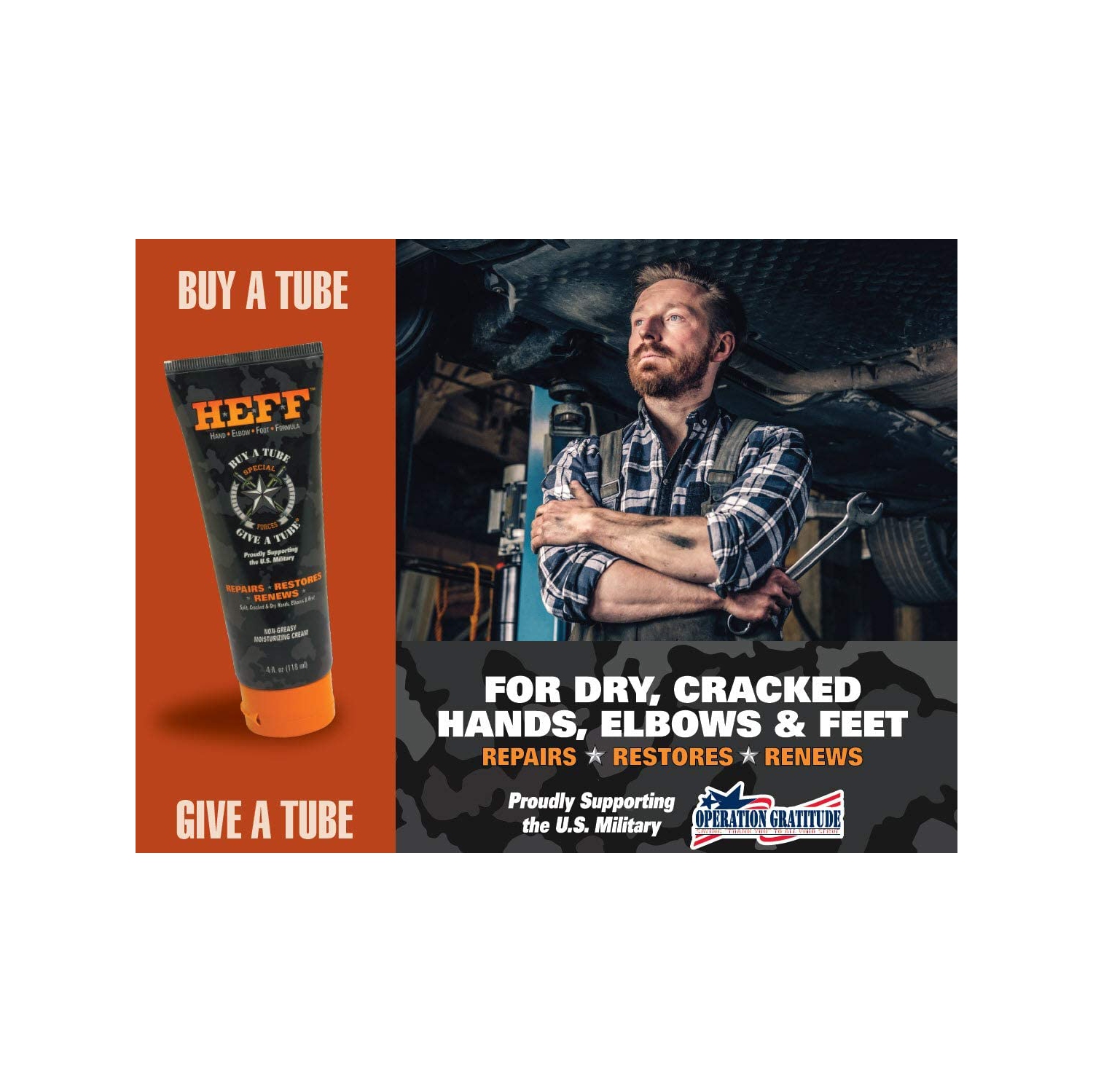 HEFF Hand Elbow Foot Formula Moisturizing Lotion 4 Ounce Tube