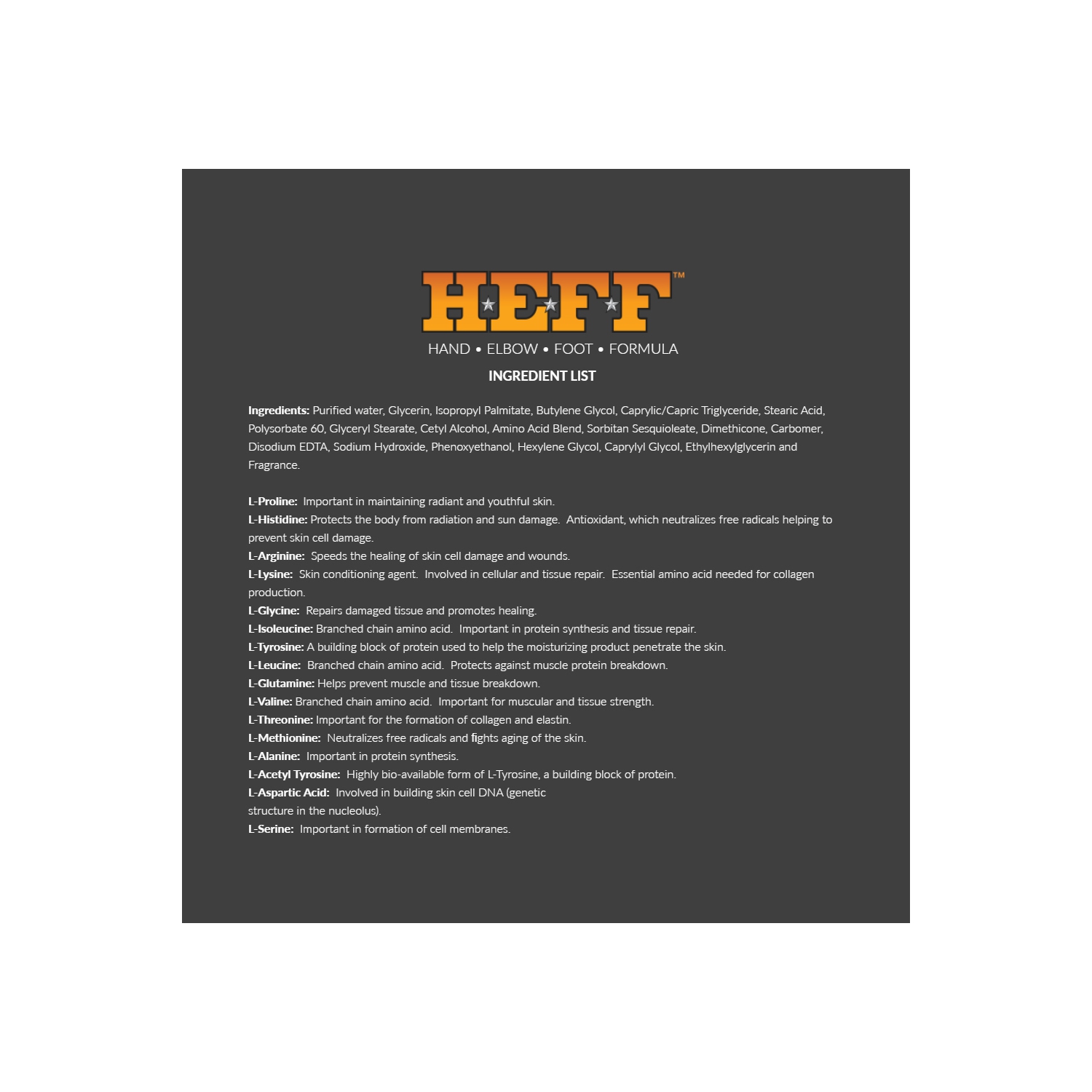 HEFF Hand Elbow Foot Formula Moisturizing Lotion 4 Ounce Tube