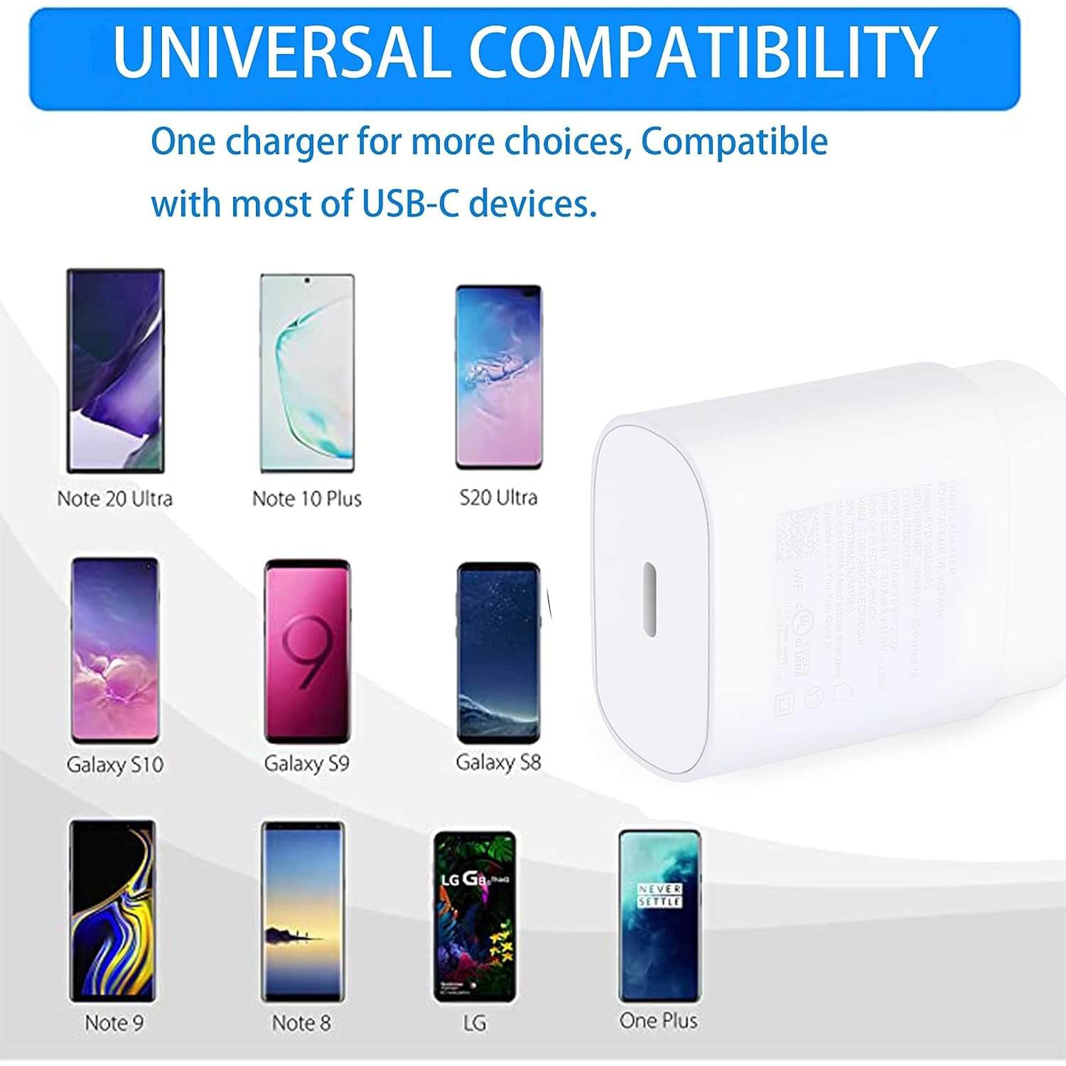 25W USB Super Fast Charger is compatible Samsung Galaxy S23/S22 Ultra/S21 FE/S20, Z Fold4 Flip4, A53/A23/A14, Note, Pixel, Tab S8+, LG, HTC, Moto