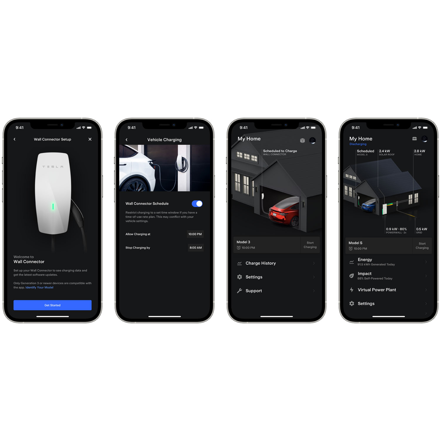 Tesla - Chargeur de véhicule électrique câblé universel à connecteur mural - Jusqu'à 48 A - 24 pi - Blanc