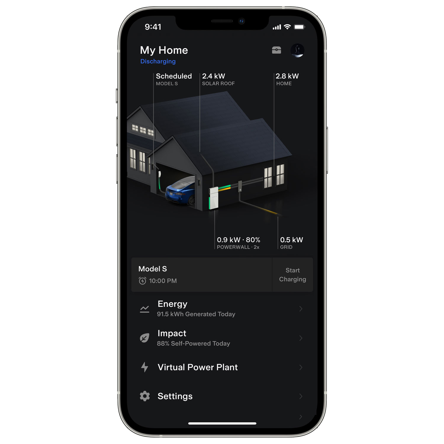 Tesla - Chargeur de véhicule électrique câblé universel à connecteur mural - Jusqu'à 48 A - 24 pi - Blanc