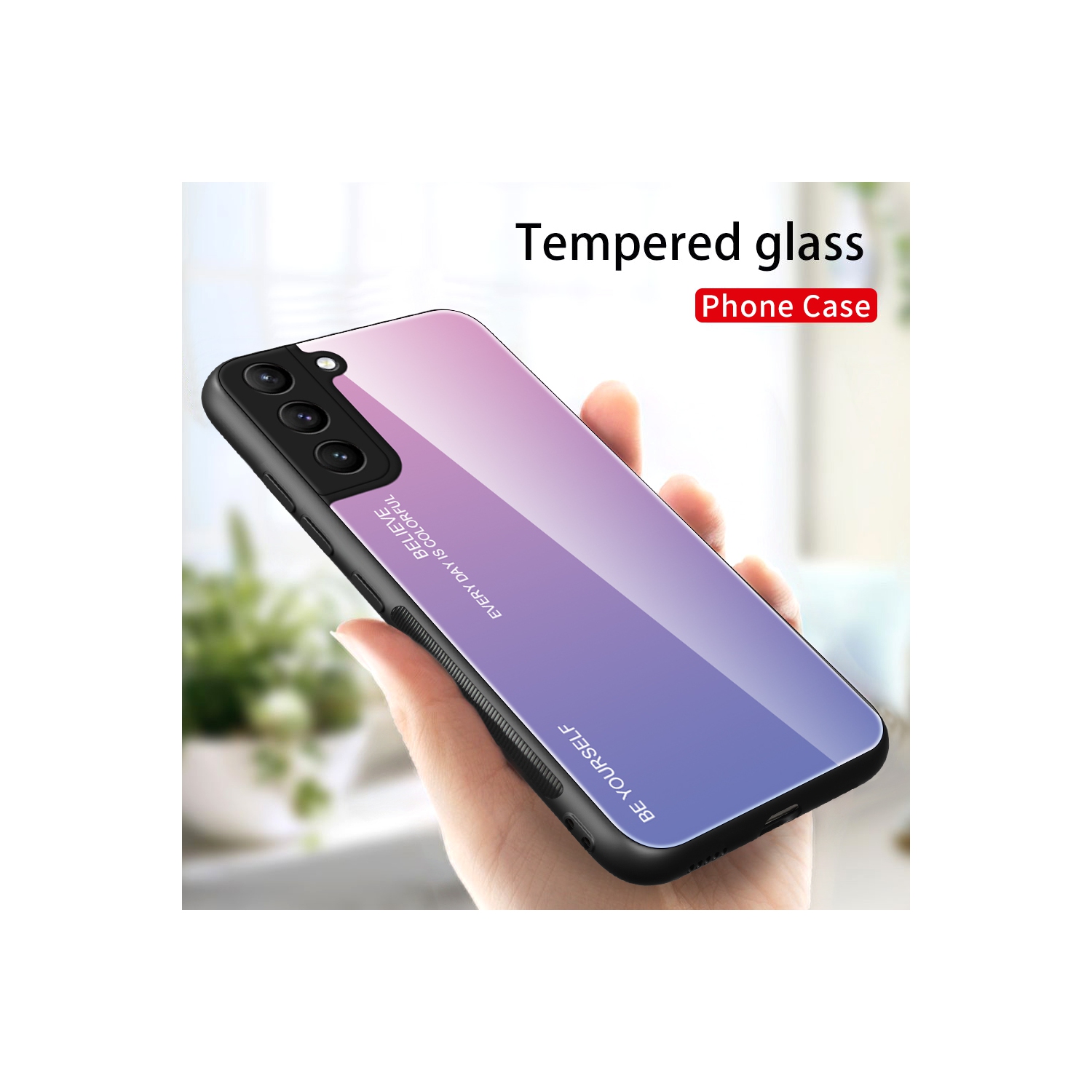 Étui pour Samsung Galaxy S22 verre trempé motifs de couleurs variables + cadre en TPUR hybride mince