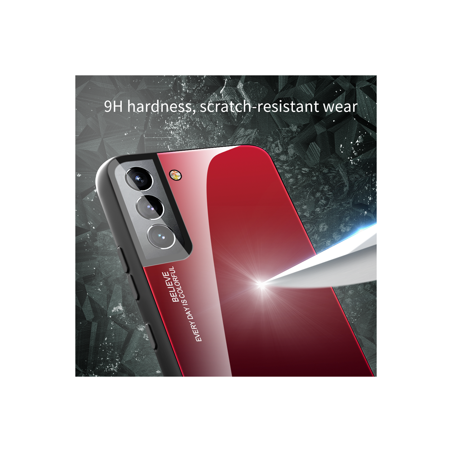 Étui pour Samsung Galaxy S22 verre trempé motifs de couleurs variables + cadre en TPUR hybride mince