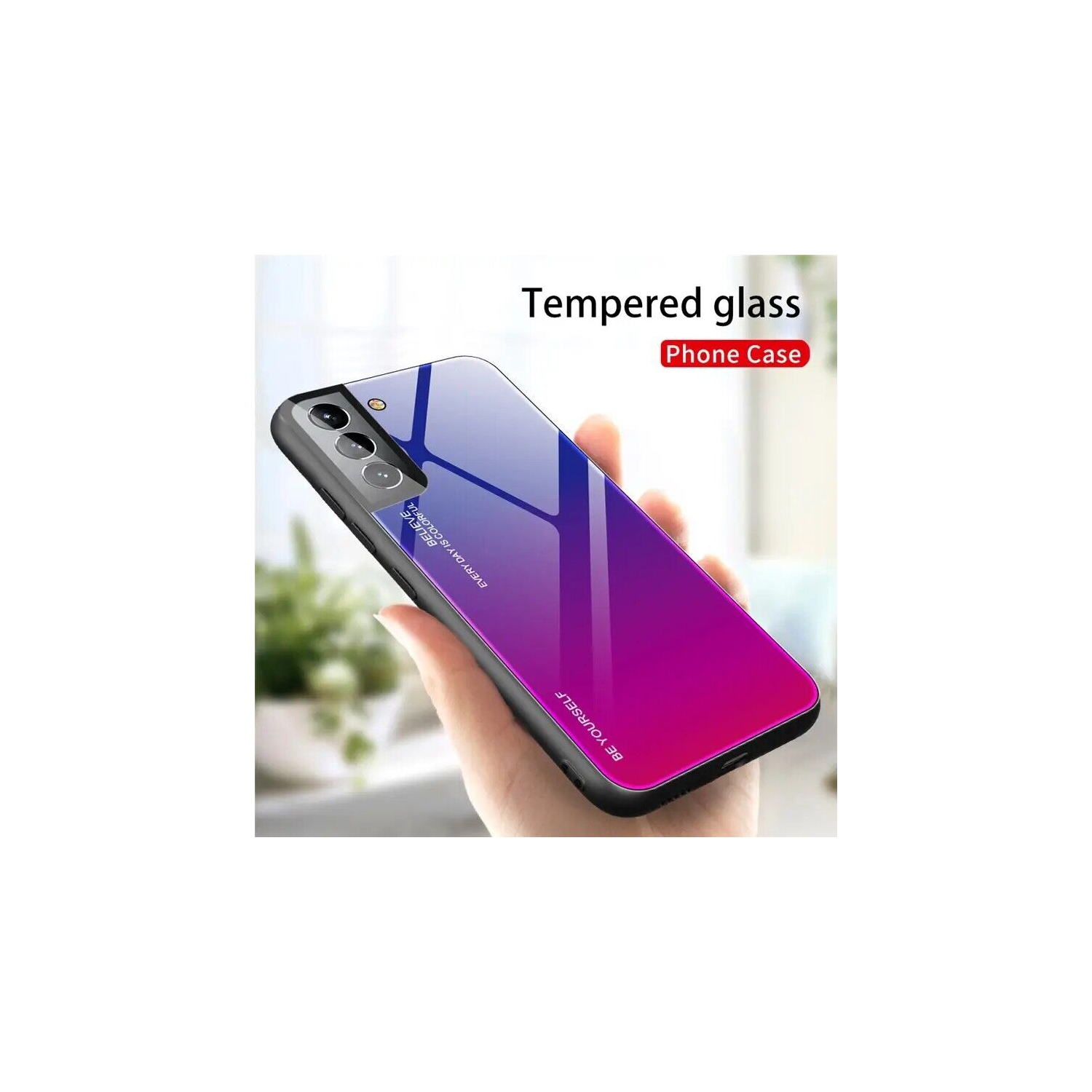 Case Cover for Samsung Galaxy S22 Tempered Glass Gradient Color Pattern + TPU Frame Hybrid Slim