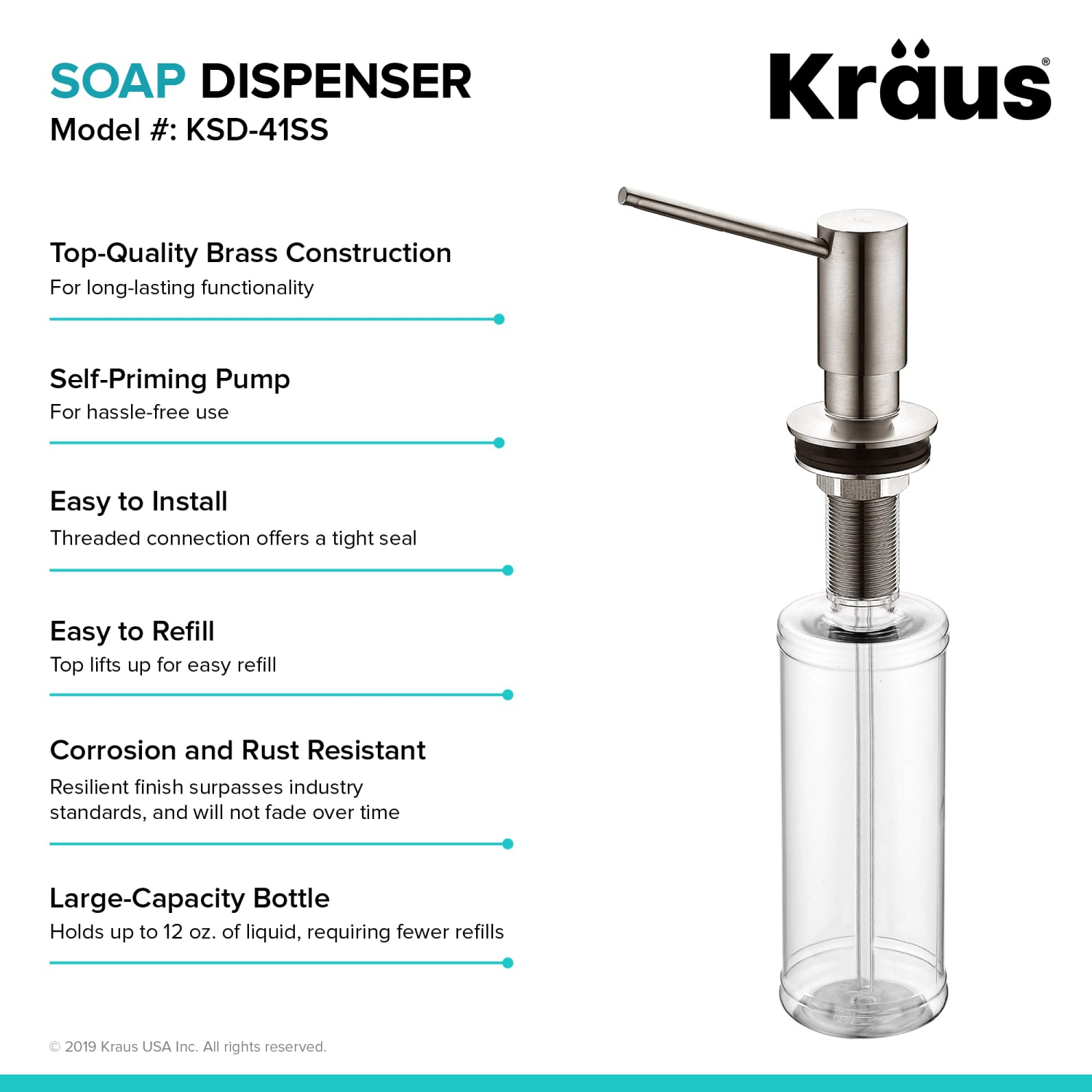 Kraus KSD-41SS Modern Soap Dispenser, Stainless Steel