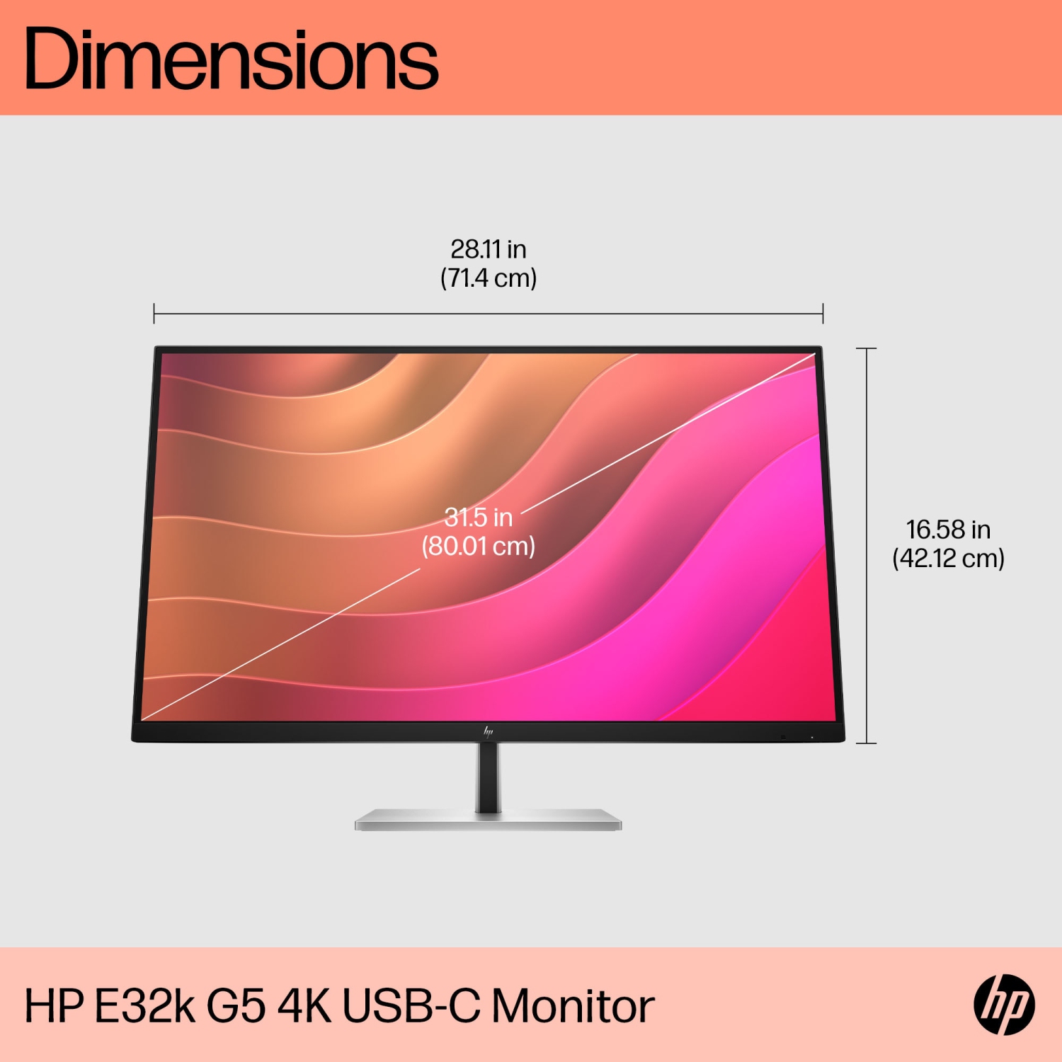 HP 31.5" 4K UHD 60Hz 5ms GTG IPS LCD Monitor - Black, Silver