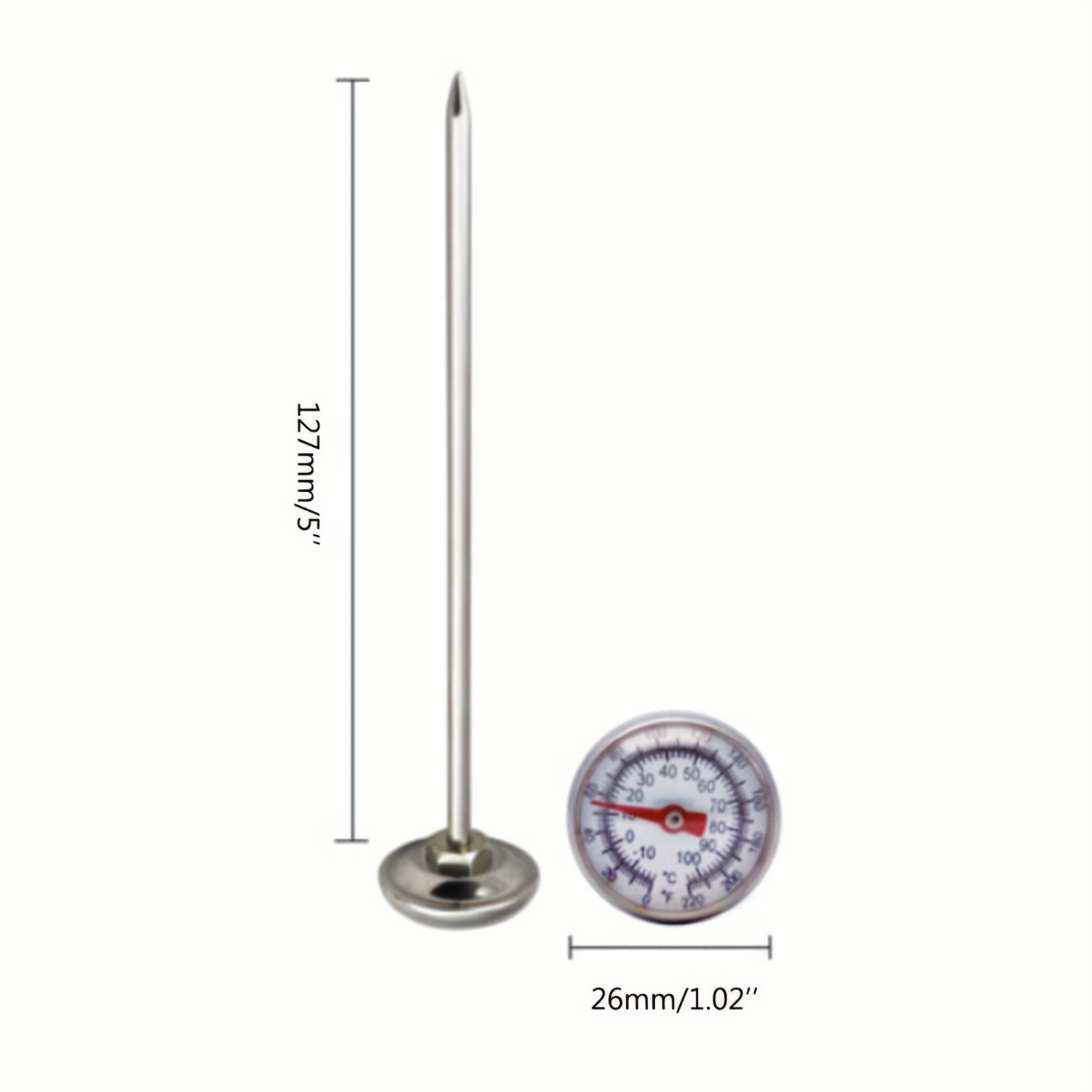 Stainless Steel Food Thermometer - Accurate Meat, Milk, Coffee, and Water Thermometer for Kitchen and Household Use